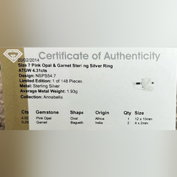 Peach Opal & Rhodolite Garnet Accents 💍Solid Sterling Silver. Sz 7! - Picture 5 of 6